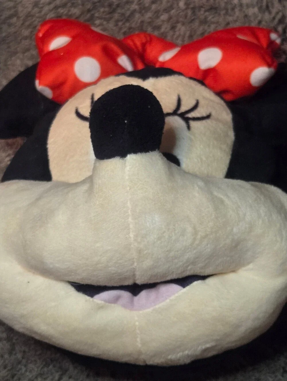 GUC Disney Minnie Mouse Plush Face Purse Handbag Red Polka Dot Bow